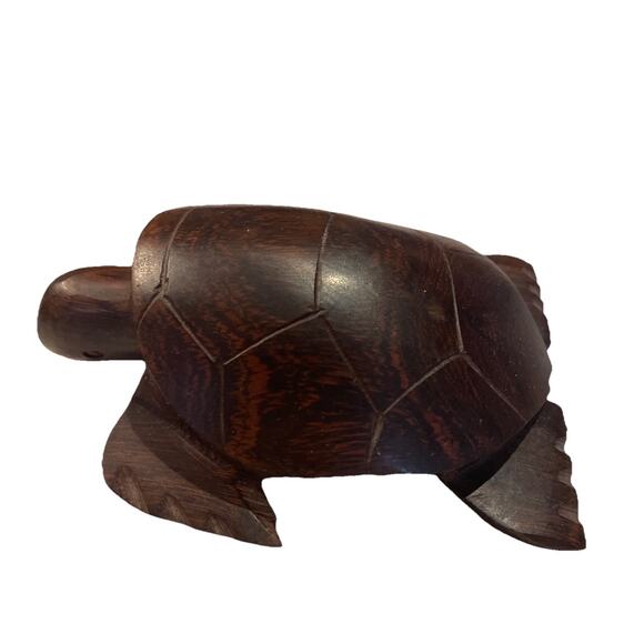 VINTAGE MCM IRONWOOD SEA TURTLE TORTOISE HAND CARVED WOOD SCULPTURE 3x3x1 Mexico - Picture 4 of 5